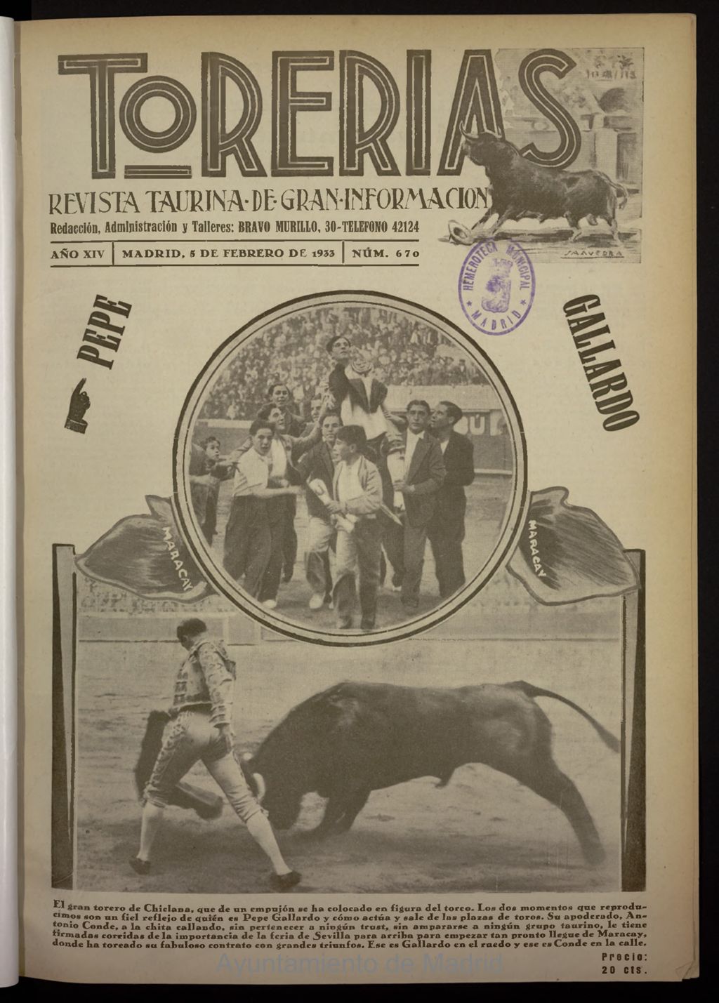 Miniatura de Torerías del 5 de febrero de 1933, nº 670