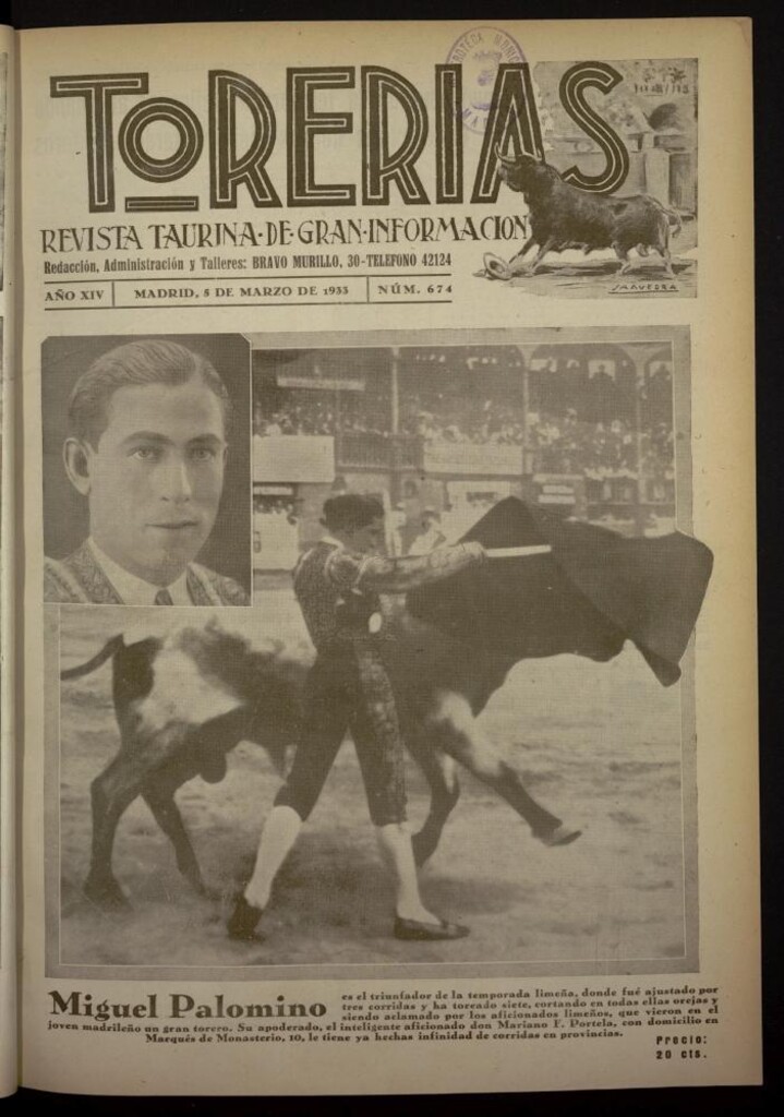 Miniatura de Torerías del 5 de marzo de 1933, nº 674
