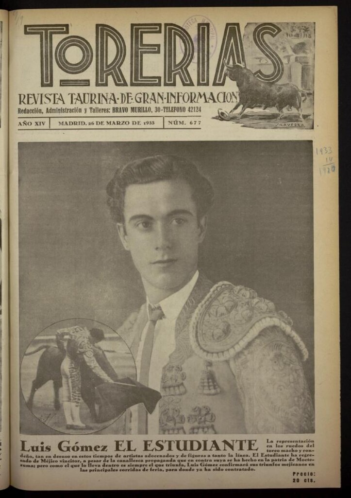 Miniatura de Torerías del 26 de marzo de 1933, nº 677