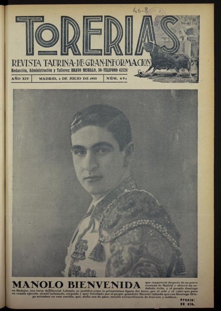 Miniatura de Torerías del 2 de julio de 1933, nº 691