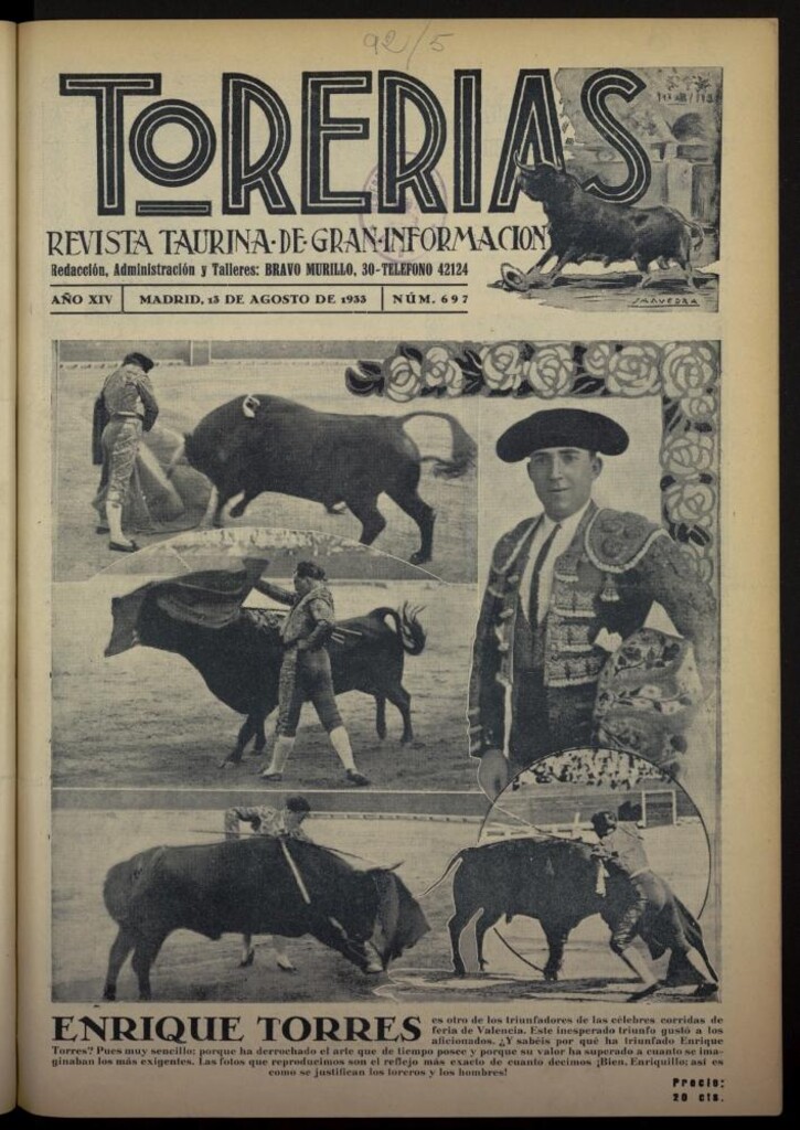 Miniatura de Torerías del 13 de agosto de 1933, nº 697