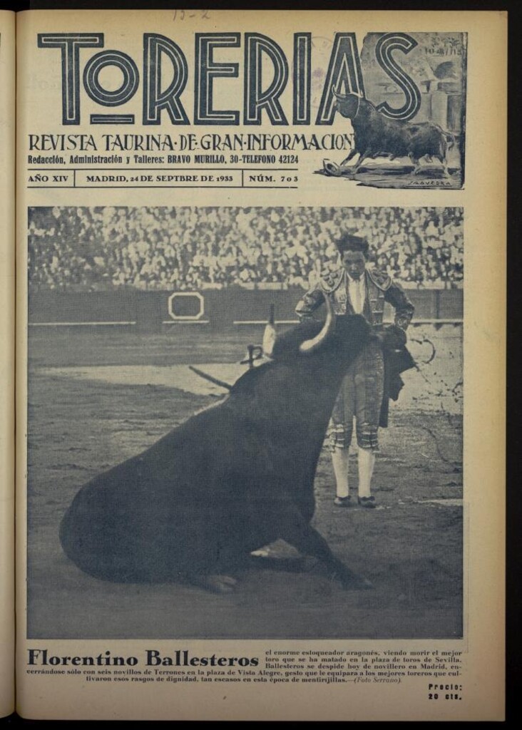 Miniatura de Torerías del 24 de septiembre de 1933, nº 703