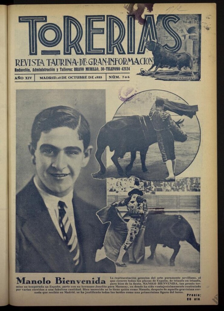 Miniatura de Torerías del 15 de octubre de 1933, nº 706