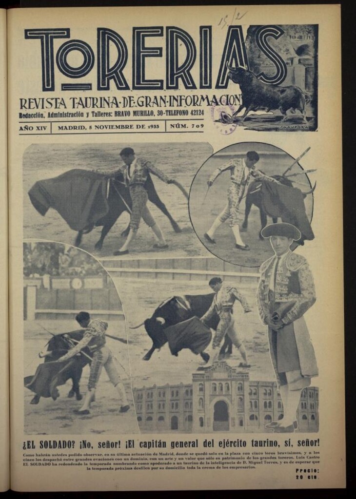 Miniatura de Torerías del 5 de noviembre de 1933, nº 709
