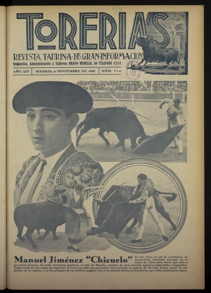 Miniatura de Torerías del 12 de noviembre de 1933, nº 710