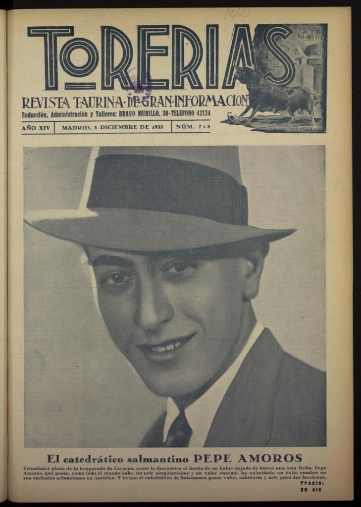 Miniatura de Torerías del 3 de diciembre de 1933, nº 713