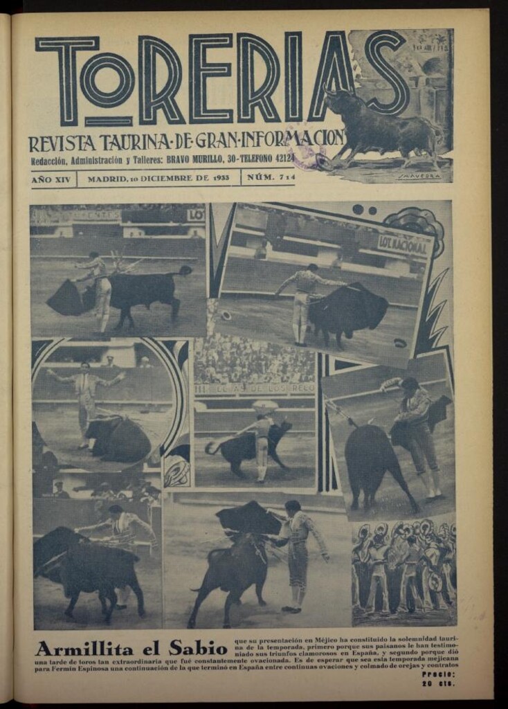Miniatura de Torerías del 10 de diciembre de 1933, nº 714