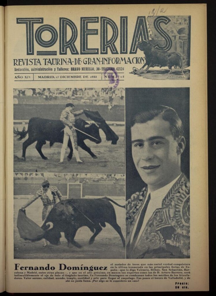Miniatura de Torerías del 17 de diciembre de 1933, nº 715