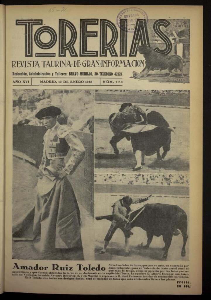 Miniatura de Torerías del 13 de enero de 1935, nº 770