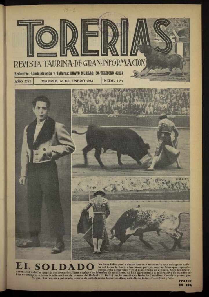 Miniatura de Torerías del 20 de enero de 1935, nº 771