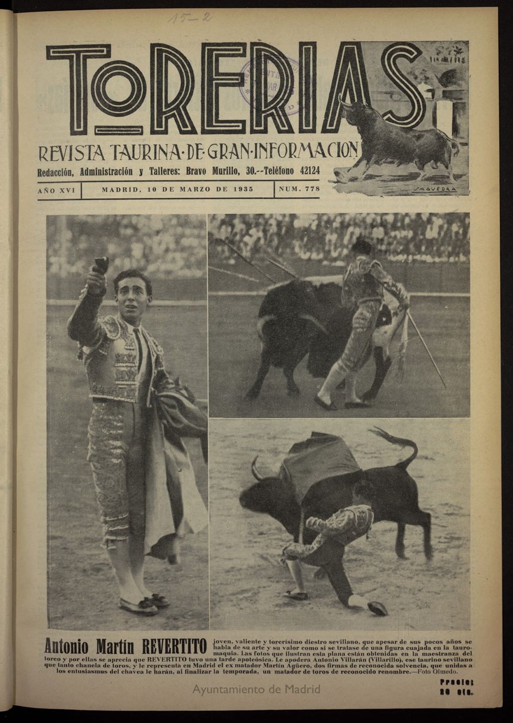 Miniatura de Torerías del 10 de marzo de 1935, nº 778