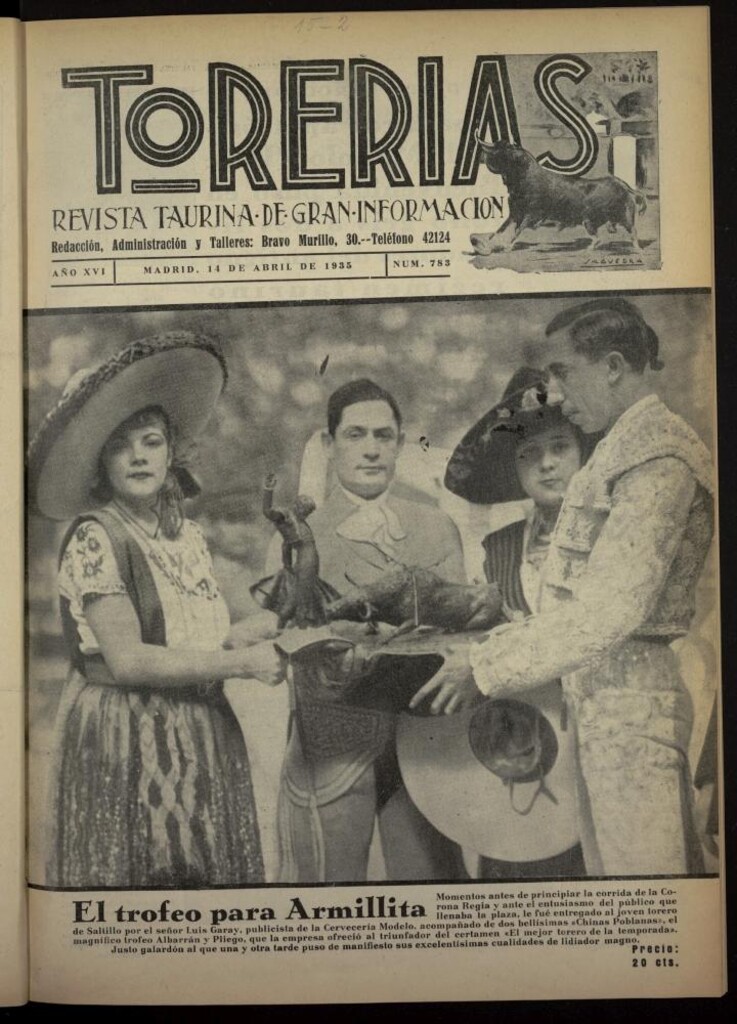 Miniatura de Torerías del 14 de abril de 1935, nº 783