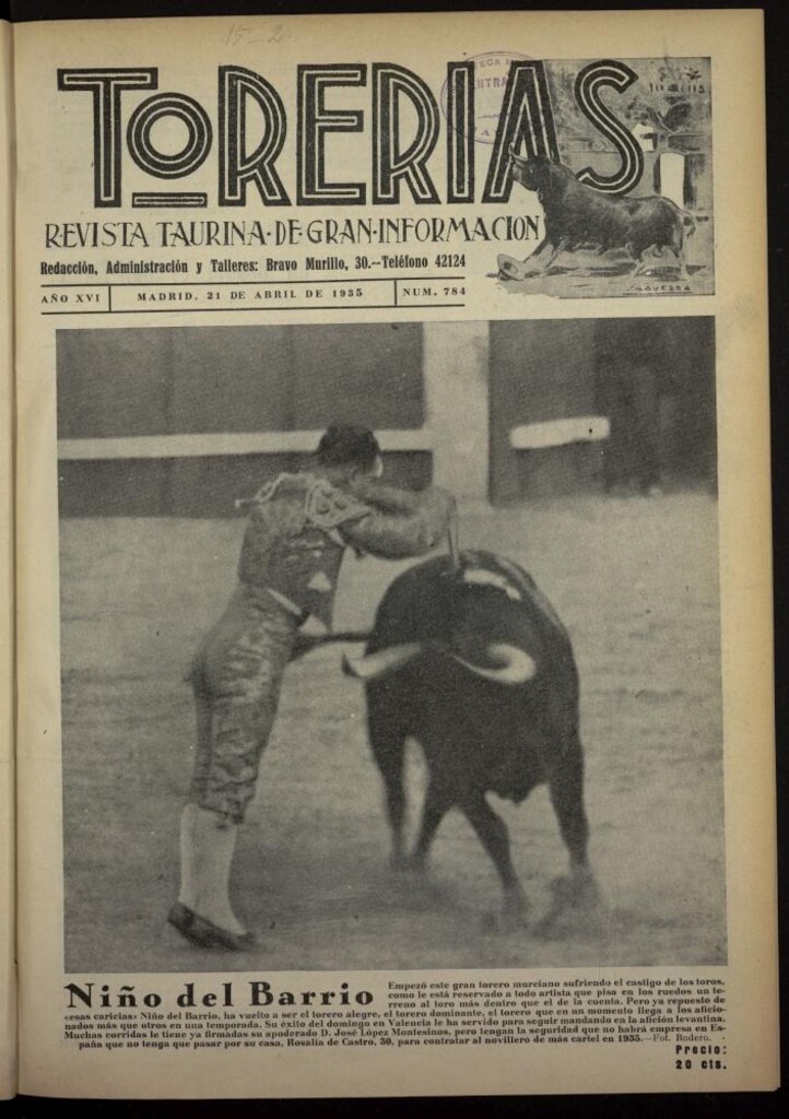 Miniatura de Torerías del 21 de abril de 1935, nº 784