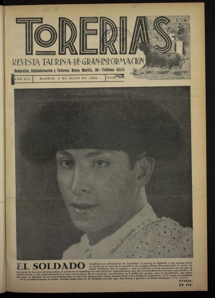 Miniatura de Torerías del 5 de mayo de 1935, nº 786
