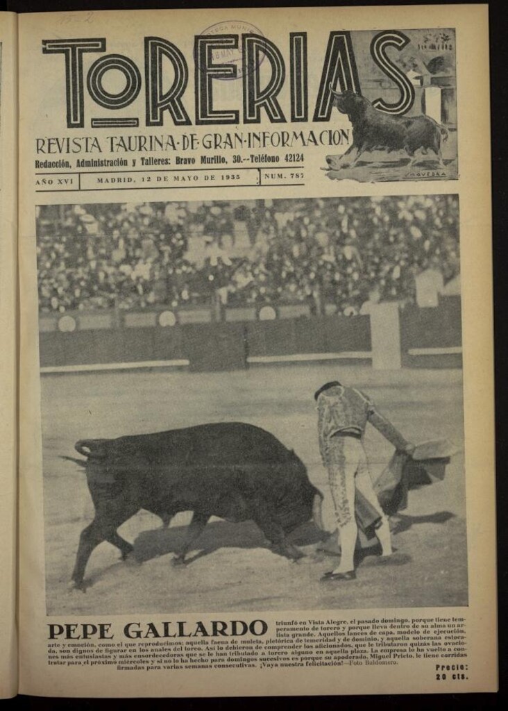 Miniatura de Torerías del 12 de mayo de 1935, nº 787