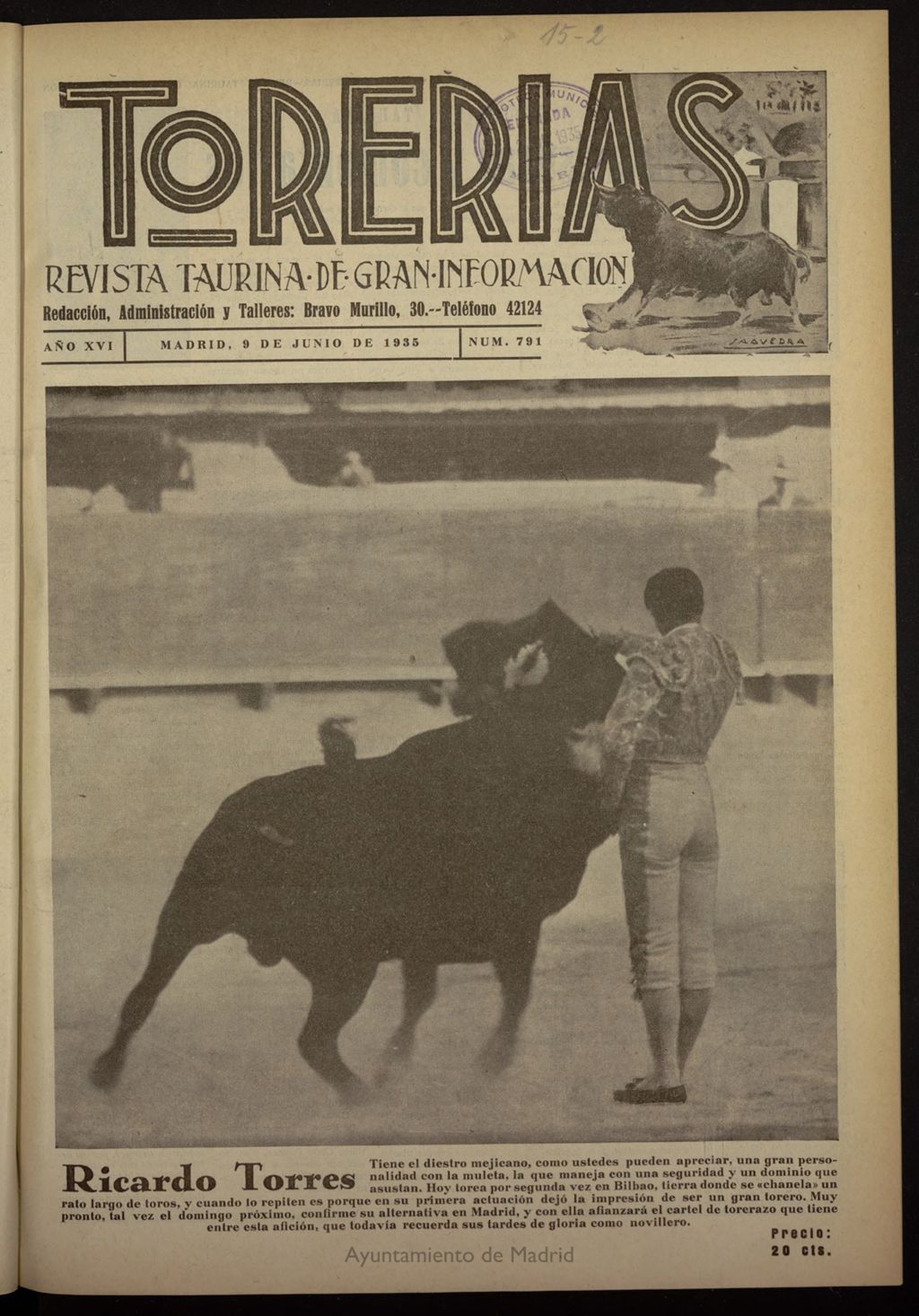 Miniatura de Torerías del 9 de junio de 1935, nº 791
