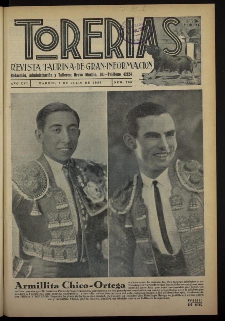 Miniatura de Torerías del 7 de julio de 1935, nº 795