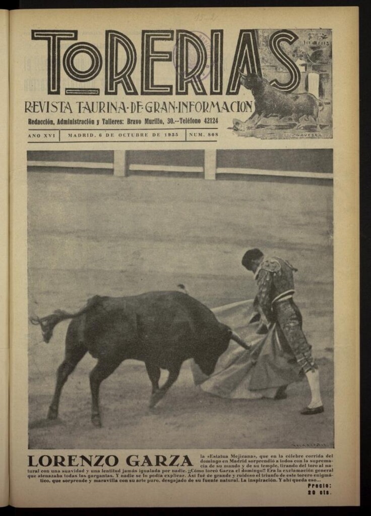 Miniatura de Torerías del 6 de octubre de 1935, nº 808