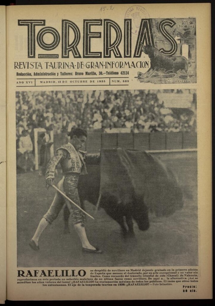 Miniatura de Torerías del 13 de octubre de 1935, nº 809
