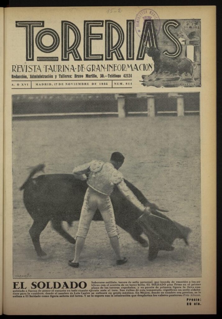 Miniatura de Torerías del 17 de noviembre de 1935, nº 814