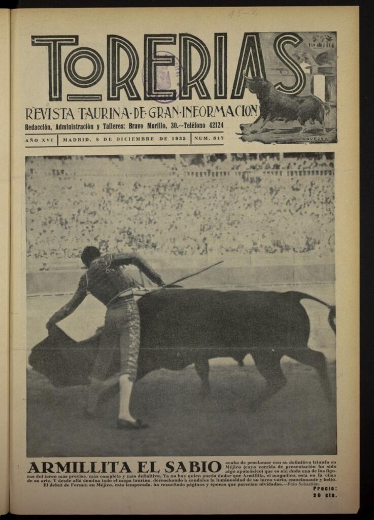 Miniatura de Torerías del 8 de diciembre de 1935, nº 817