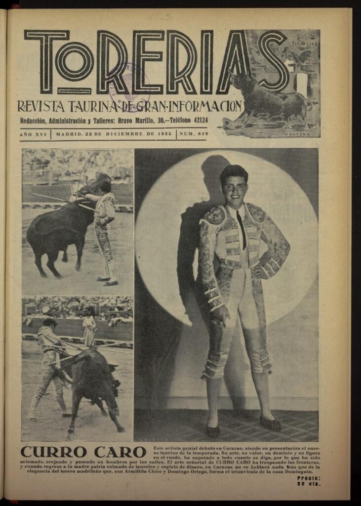 Miniatura de Torerías del 22 de diciembre de 1935, nº 819