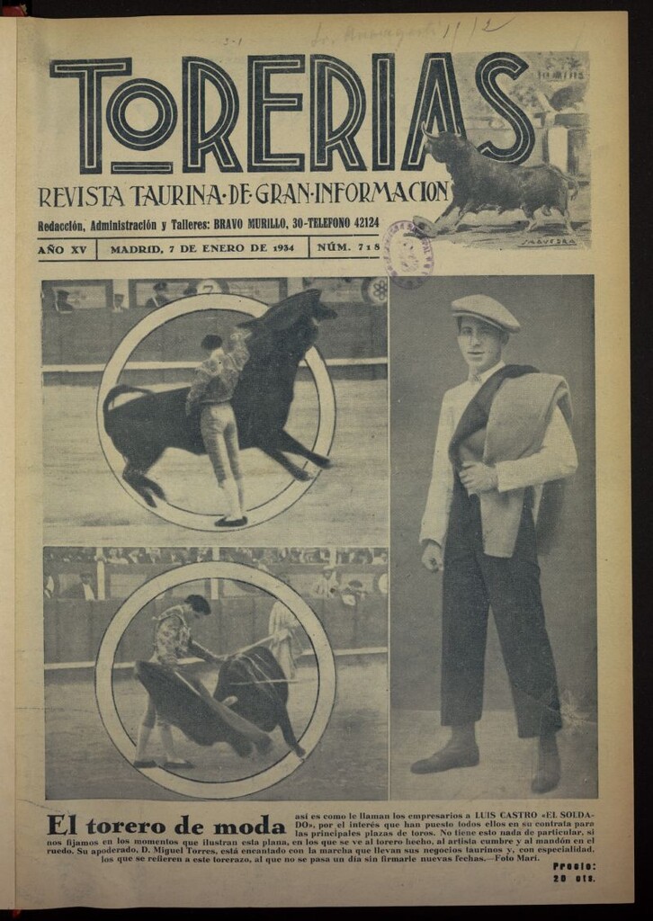 Miniatura de Torerías del 7 de enero de 1934, nº 718