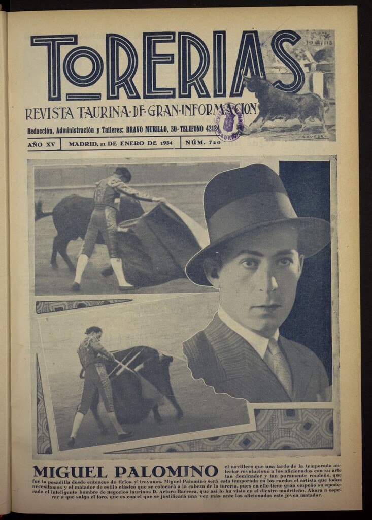 Miniatura de Torerías del 21 de enero de 1934, nº 720