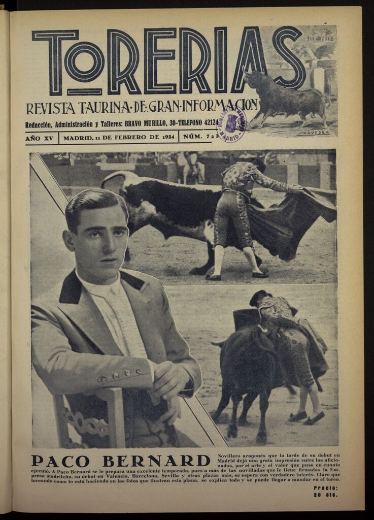 Miniatura de Torerías del 11 de febrero de 1934, nº 723