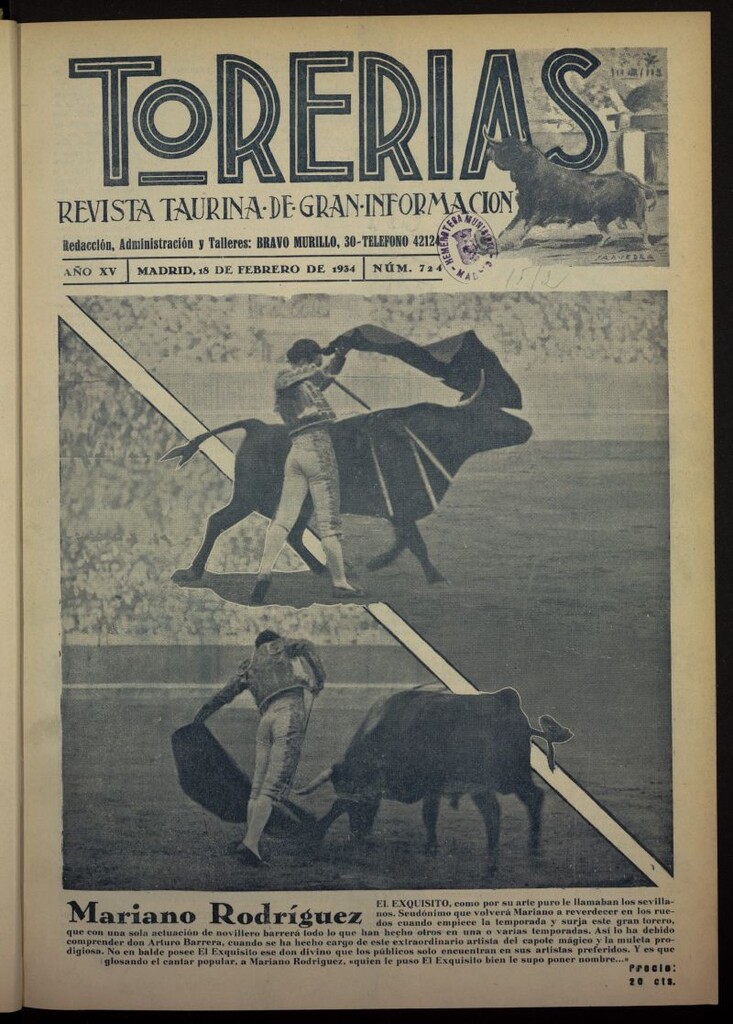 Miniatura de Torerías del 18 de febrero de 1934, nº 724