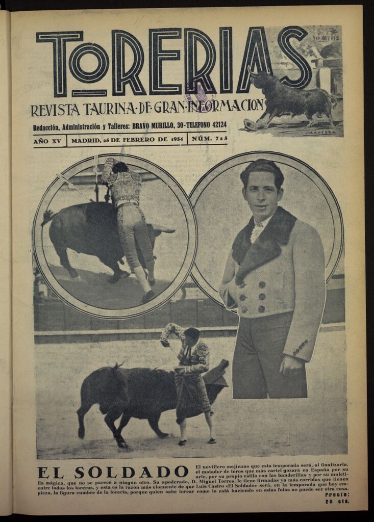 Miniatura de Torerías del 25 de febrero de 1934, nº 725