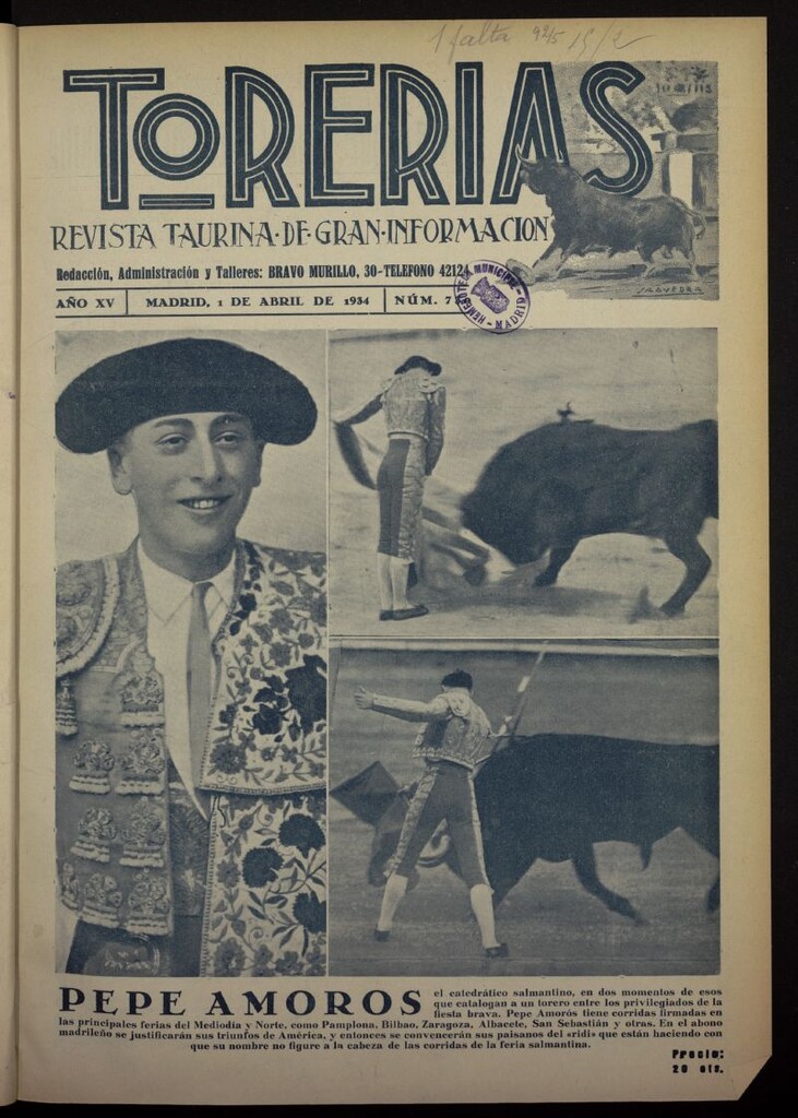 Miniatura de Torerías del 1 de abril de 1934, nº 730