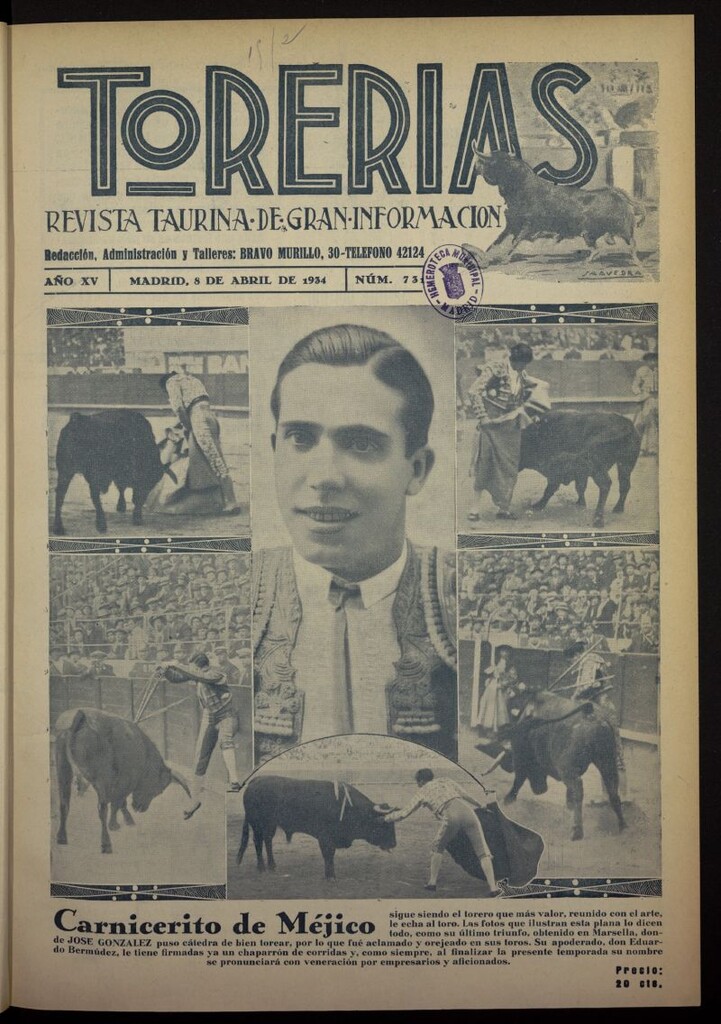 Miniatura de Torerías del 8 de abril de 1934, nº 731