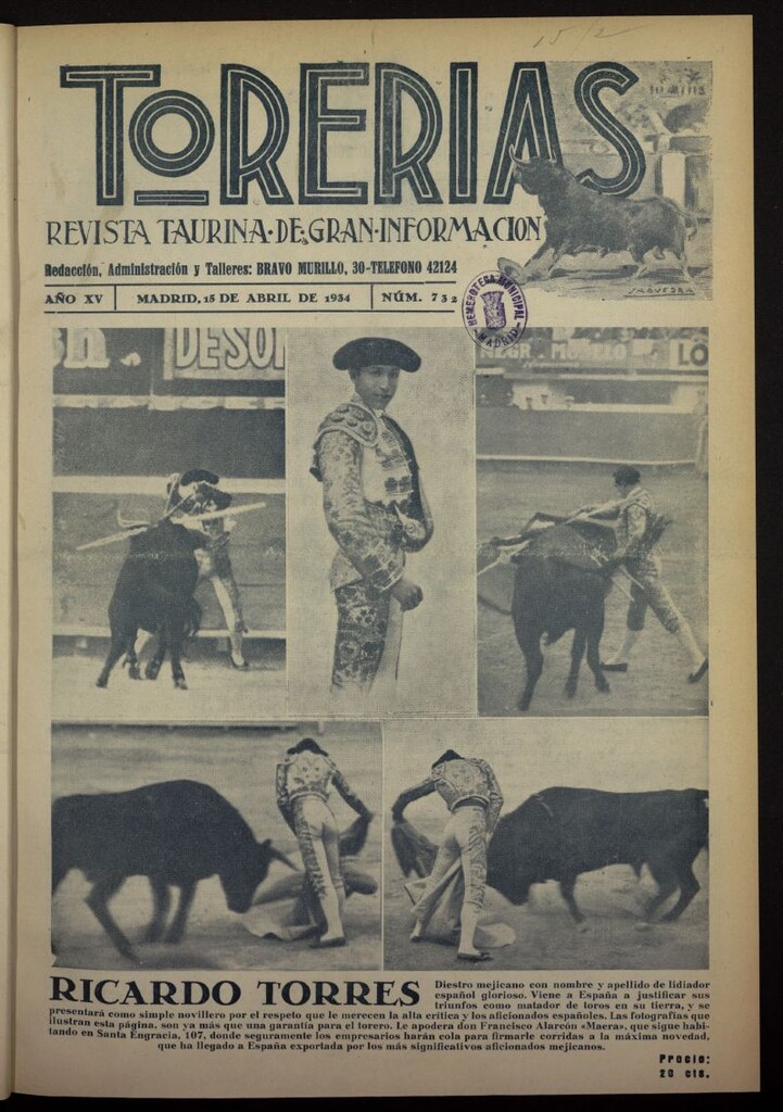 Miniatura de Torerías del 15 de abril de 1934, nº 732