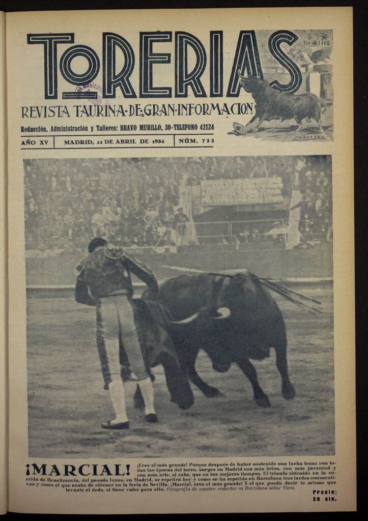 Miniatura de Torerías del 22 de abril de 1934, nº 733