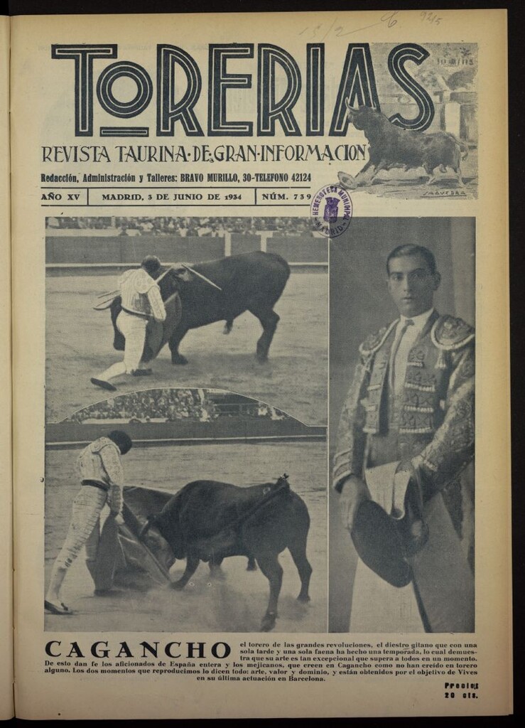 Miniatura de Torerías del 3 de junio de 1934, nº 739