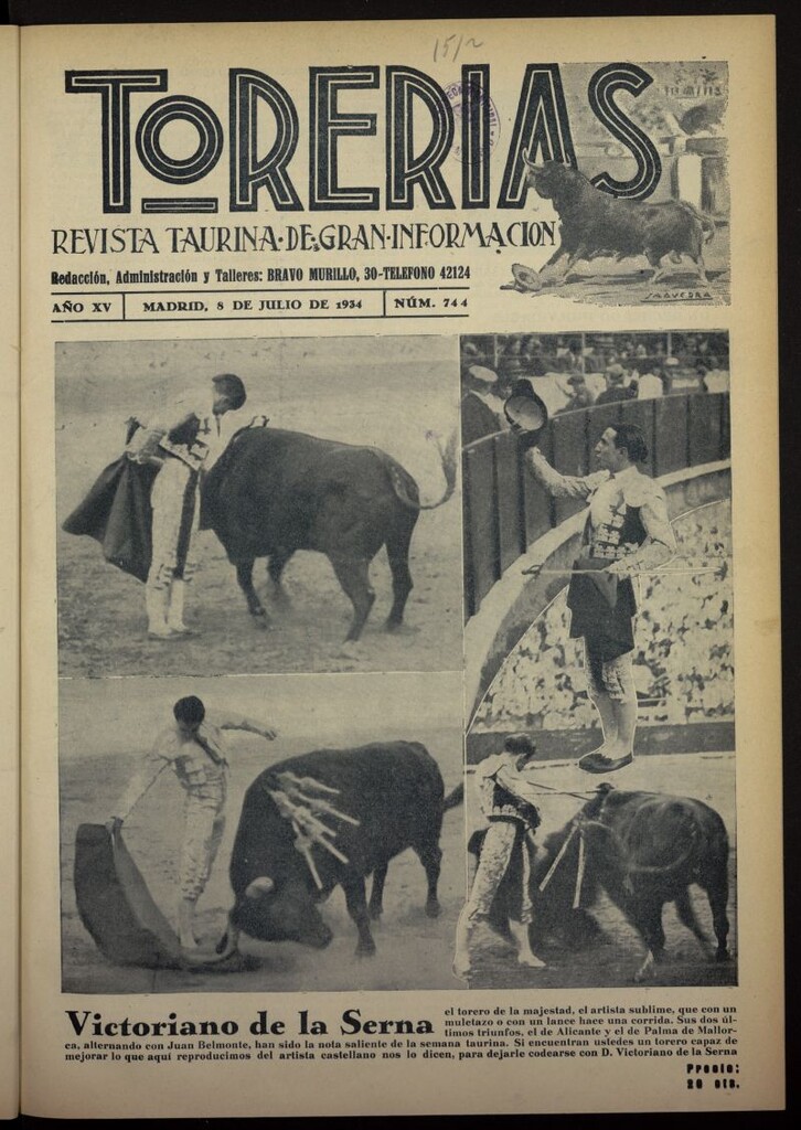 Miniatura de Torerías del 8 de julio de 1934, nº 744