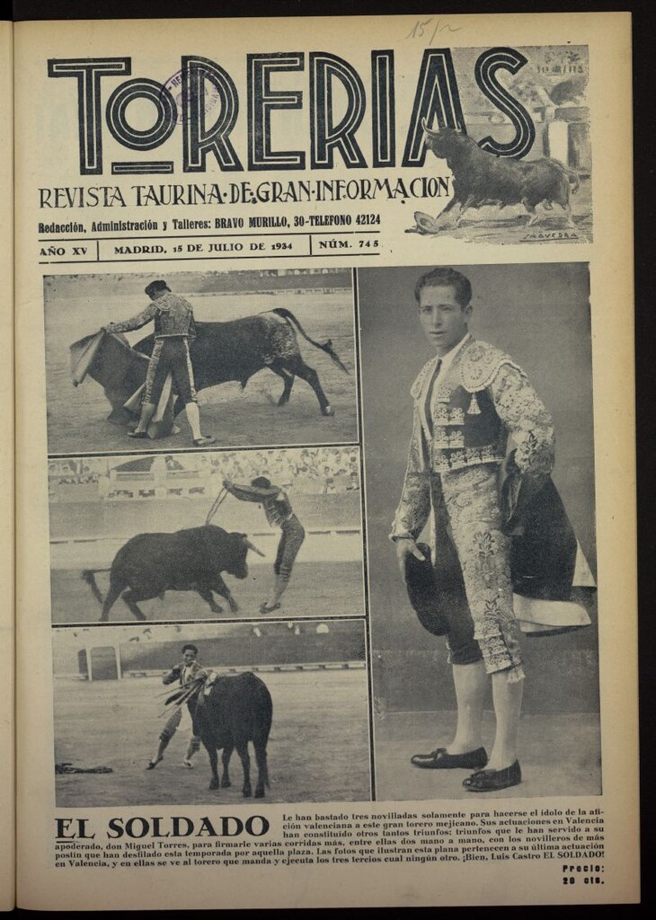 Miniatura de Torerías del 15 de julio de 1934, nº 745