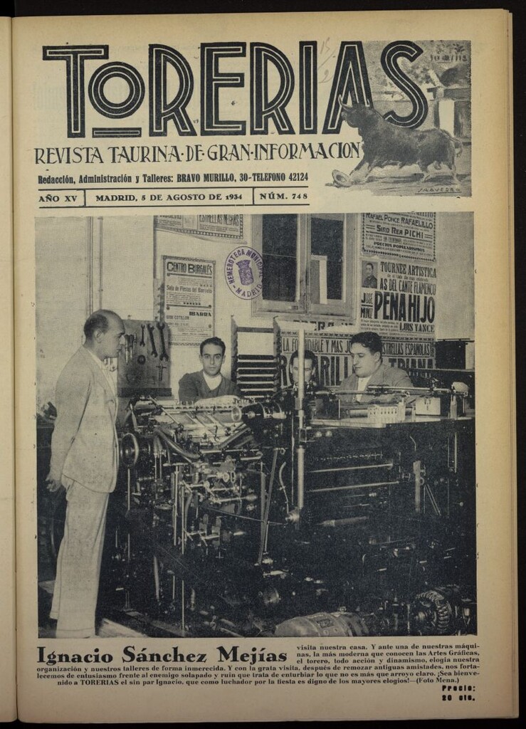 Miniatura de Torerías del 5 de agosto de 1934, nº 748