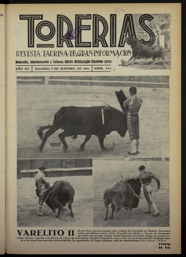 Miniatura de Torerías del 9 de septiembre de 1934, nº 753