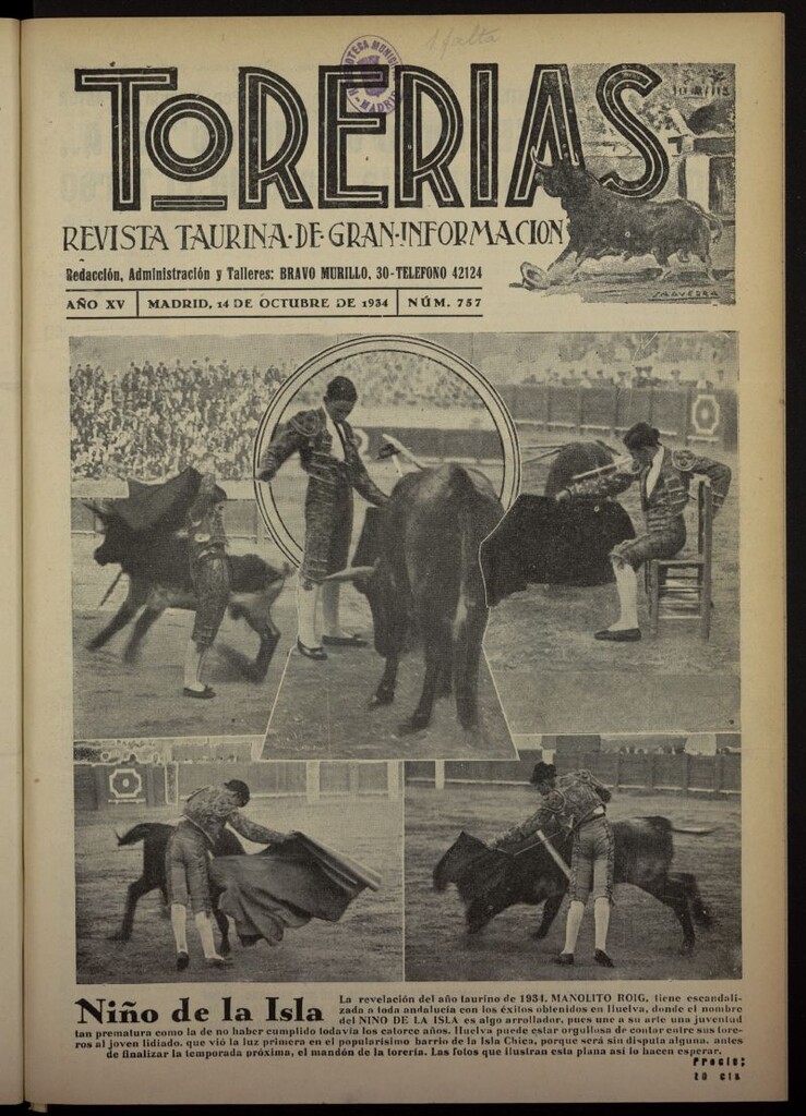 Miniatura de Torerías del 14 de octubre de 1934, nº 757