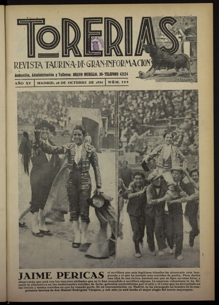 Miniatura de Torerías del 28 de octubre de 1934, nº 759