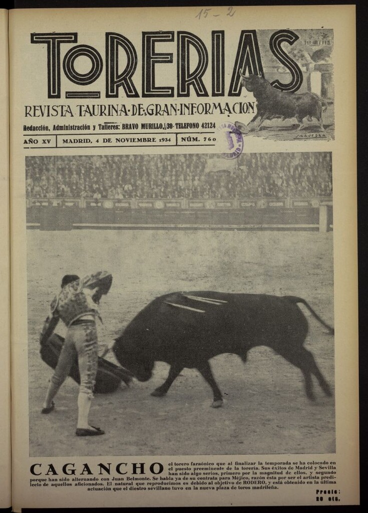 Miniatura de Torerías del 4 de noviembre de 1934, nº 760