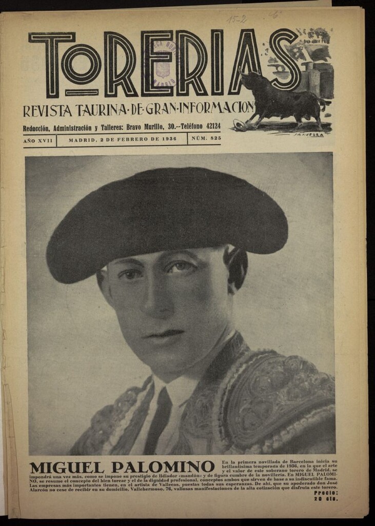 Miniatura de Torerías del 2 de febrero de 1936, nº 825