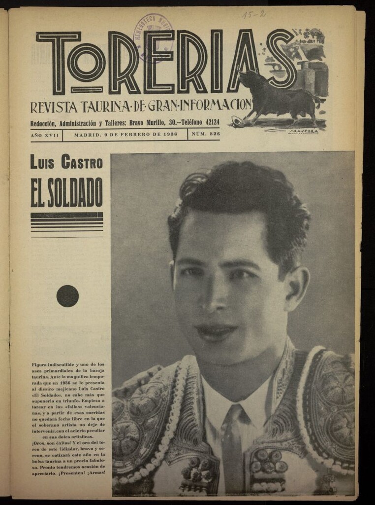 Miniatura de Torerías del 9 de febrero de 1936, nº 826