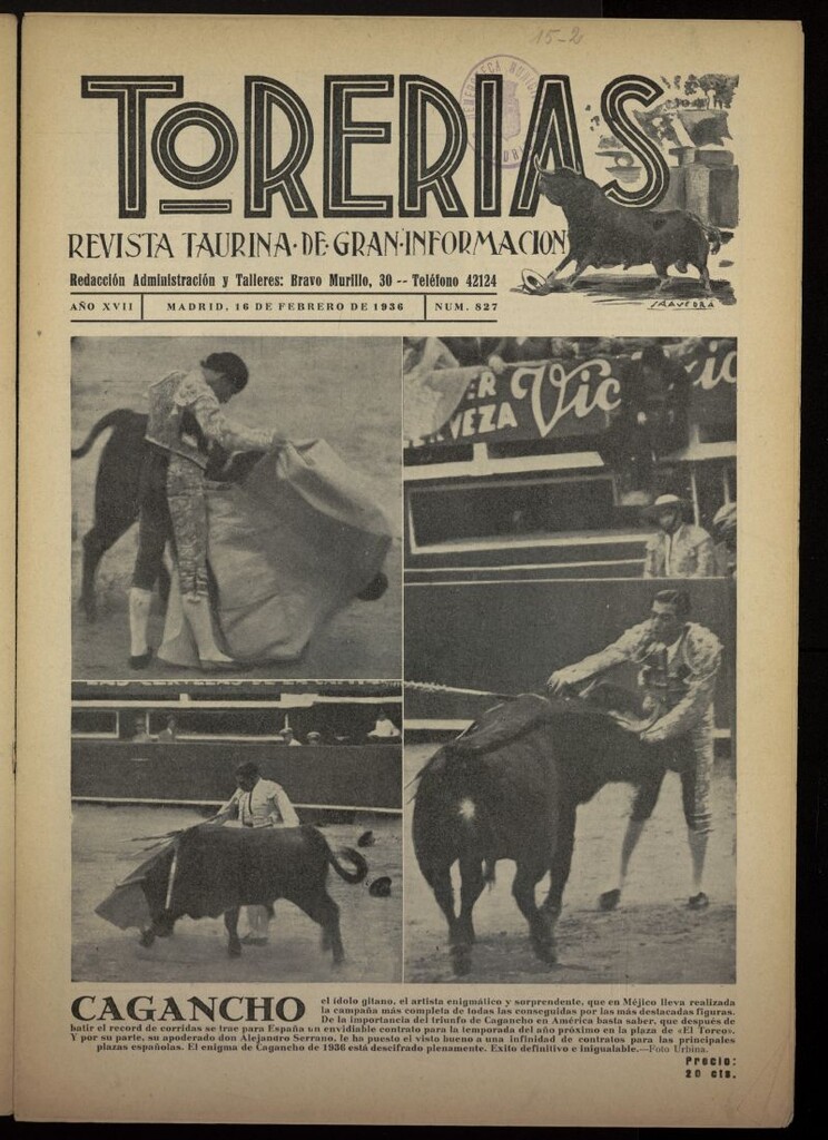 Miniatura de Torerías del 16 de febrero de 1936, nº 827