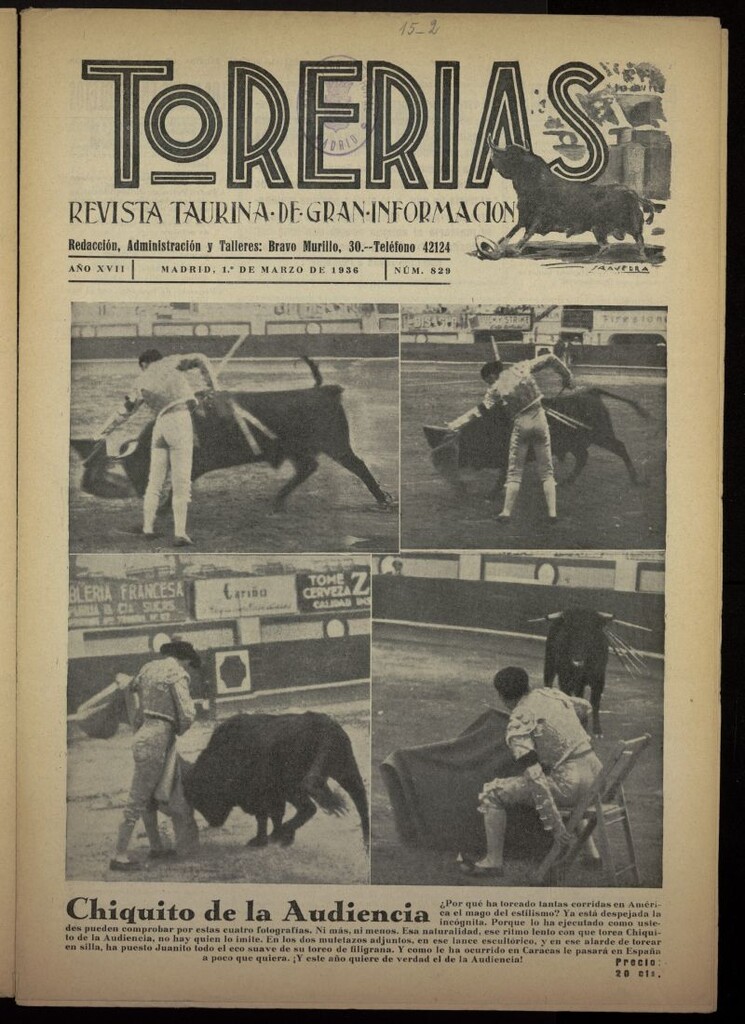 Miniatura de Torerías del 1 de marzo de 1936, nº 829