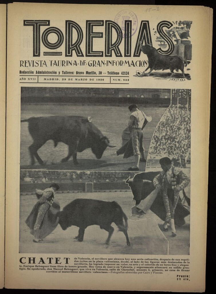 Miniatura de Torerías del 29 de marzo de 1936, nº 833