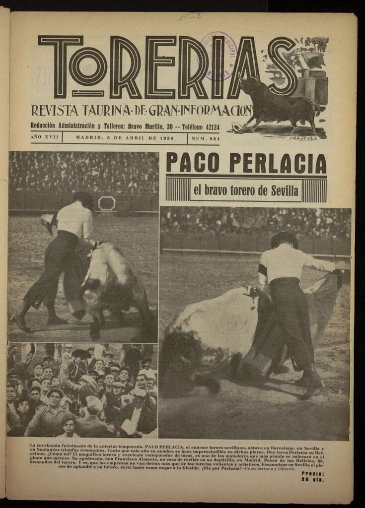 Miniatura de Torerías del 5 de abril de 1936, nº 834