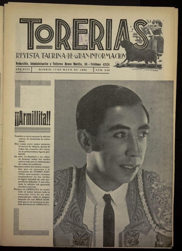 Miniatura de Torerías del 17 de mayo de 1936, nº 840